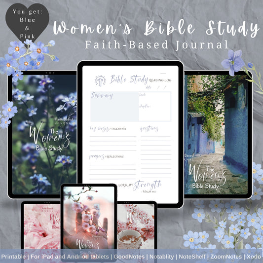 Faith Based Bible Study Journal | 9 Hyperlinked Templates + 3 Covers | Printer Friendly | Vertical