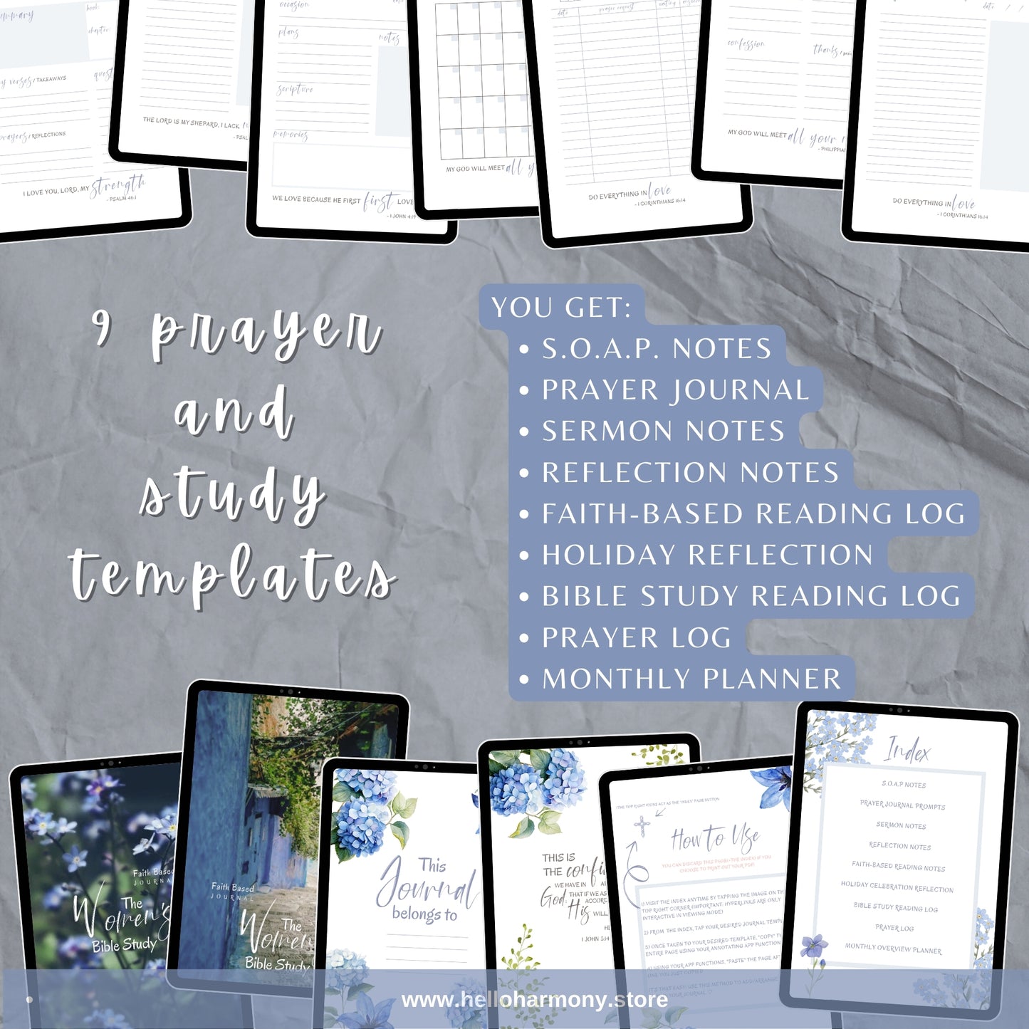 Faith Based Bible Study Journal | 9 Hyperlinked Templates + 3 Covers | Printer Friendly | Vertical