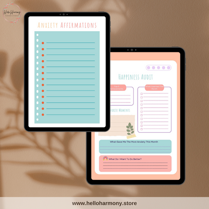 Guided Journal for Anxiety | 11 Boho Templates for Self-Growth | Printer Friendly | Vertical