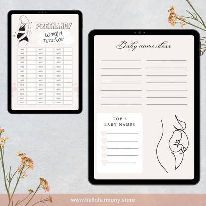 Printable Pregnancy Planner & Tracker | 7 Templates | Printer Friendly | Vertical