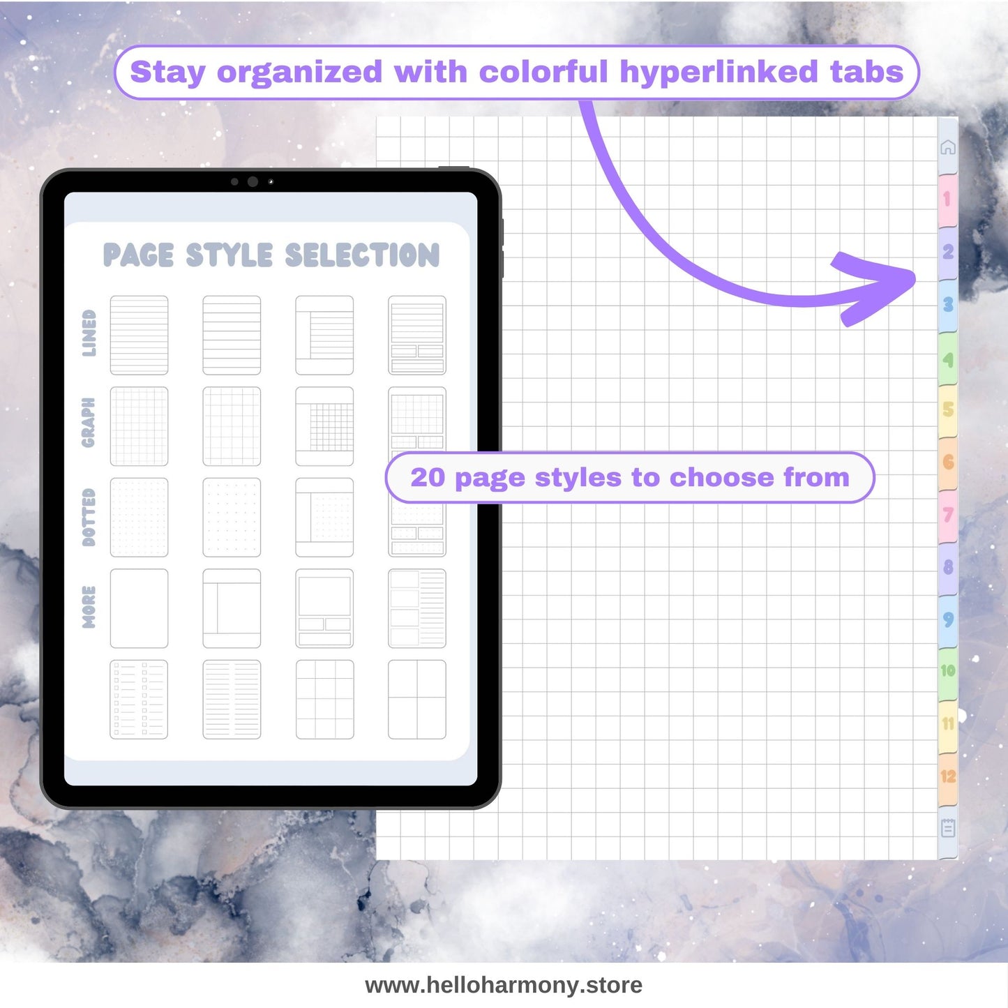 Digital Composition Notebook | 20 Different Page Styles | Vertical