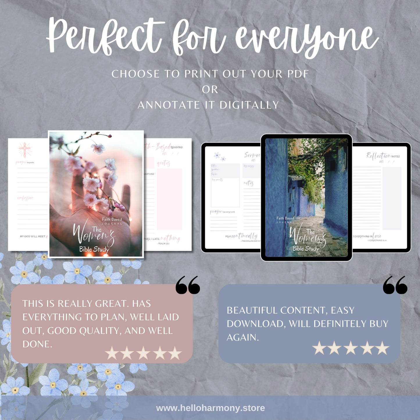 Faith Based Bible Study Journal | 9 Hyperlinked Templates + 3 Covers | Printer Friendly | Vertical