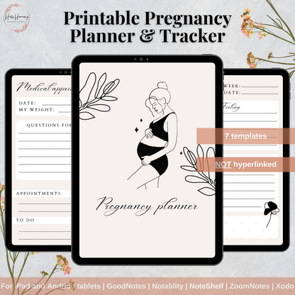 Printable Pregnancy Planner & Tracker | 7 Templates | Printer Friendly | Vertical