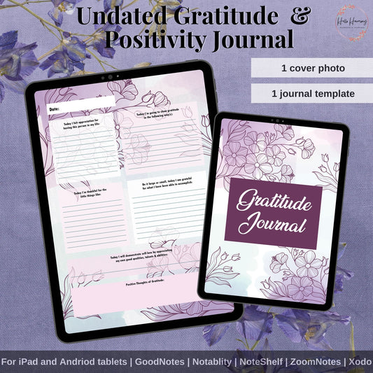 Undated Gratitude & Positivity Journal | Printer Friendly | Vertical