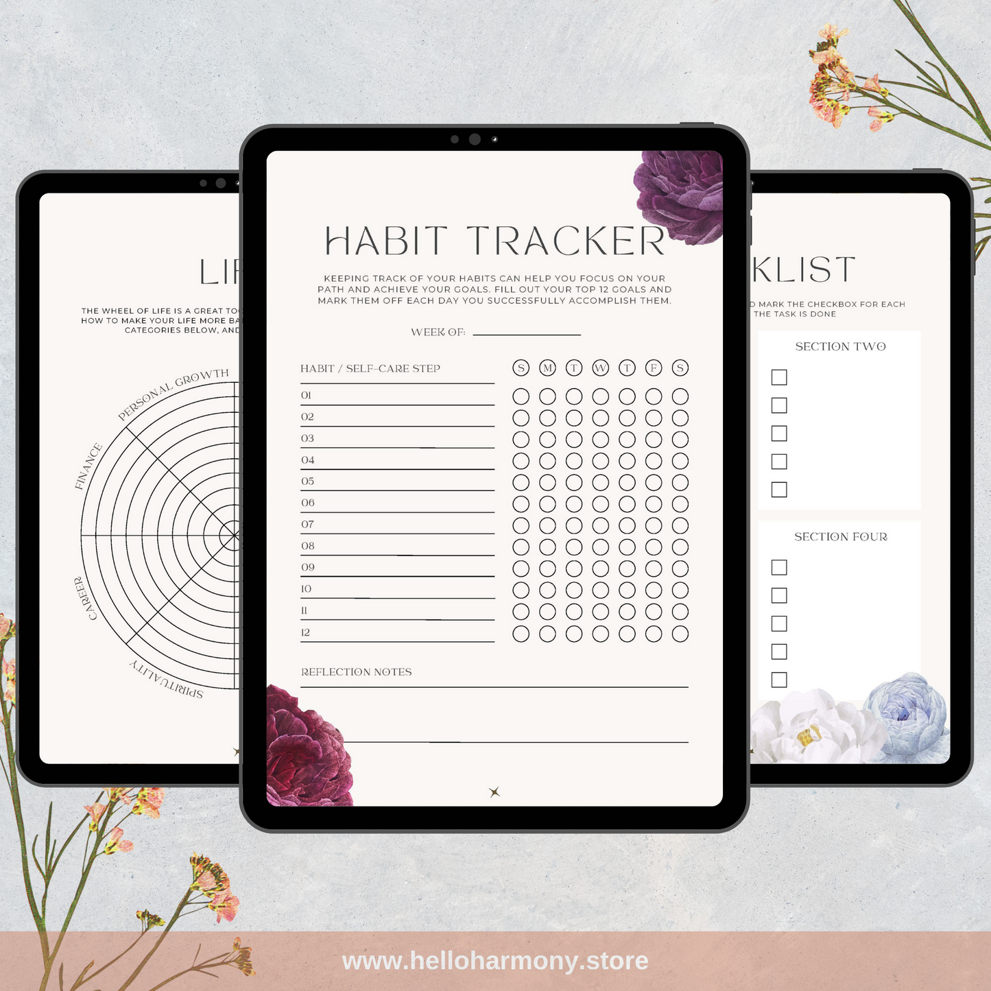 Undated Self-Improvement Journal & Planner | 12 Different Templates | Printer Friendly | Vertical